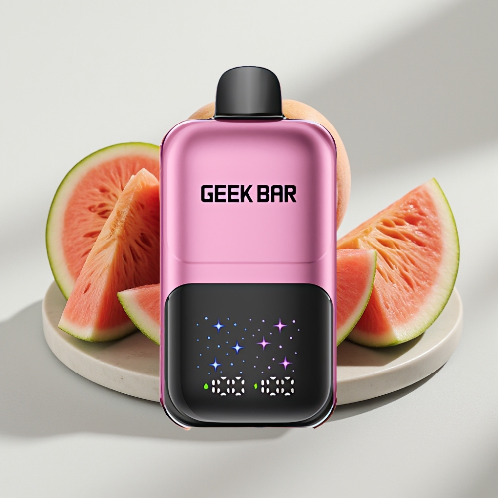 GEEK BAR 2GO 20ml 50000 Puffs Série Dupla Vape Descartável Pêssego & Melancia, Tela Grande, 5% Nic