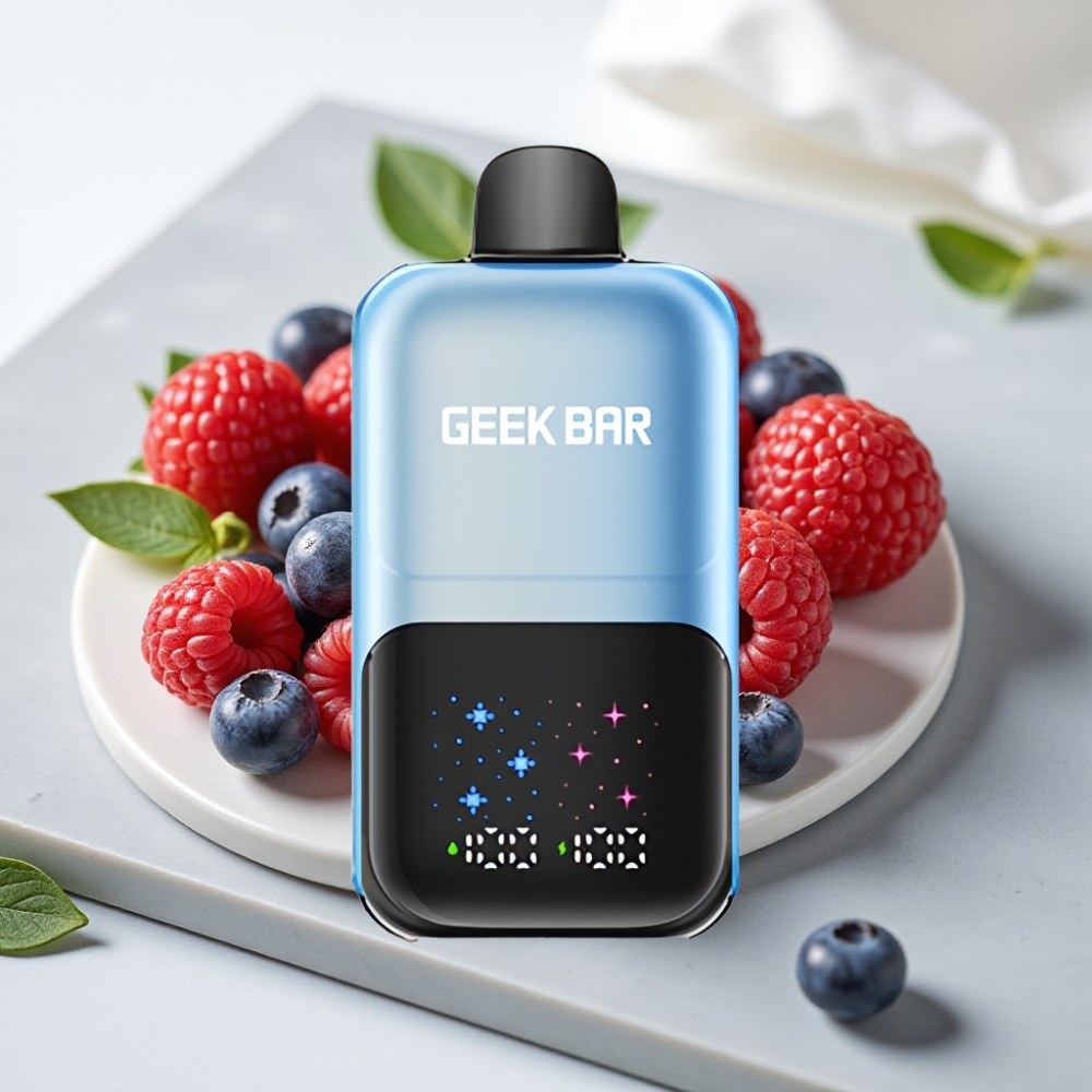 GEEK BAR 2GO 20ml 50000 Puffs Two Series - Mirtilo Framboesa Gelo, Tela Grande, 5% Nic Sal, Recarregável