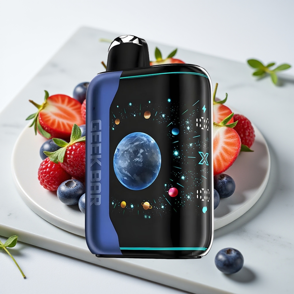 GEEK BAR Platinum Edition - Blue Razz Ice, 25000 Puffs, Tela 3D, Carga Rápida USB-C