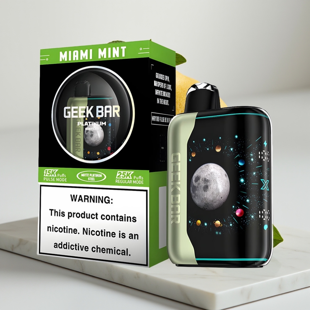 GEEK BAR Platinum Edition Miami Mint – 25000 Puffs, Tela 3D, Carga Rápida USB-C