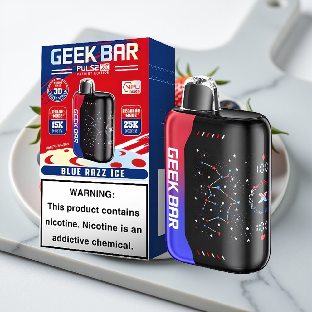 Geek Bar Pulse X 25000 Puffs Edição Patriota: 25000 Puffs, 18mL, 0-5% Nicotina, USB-C