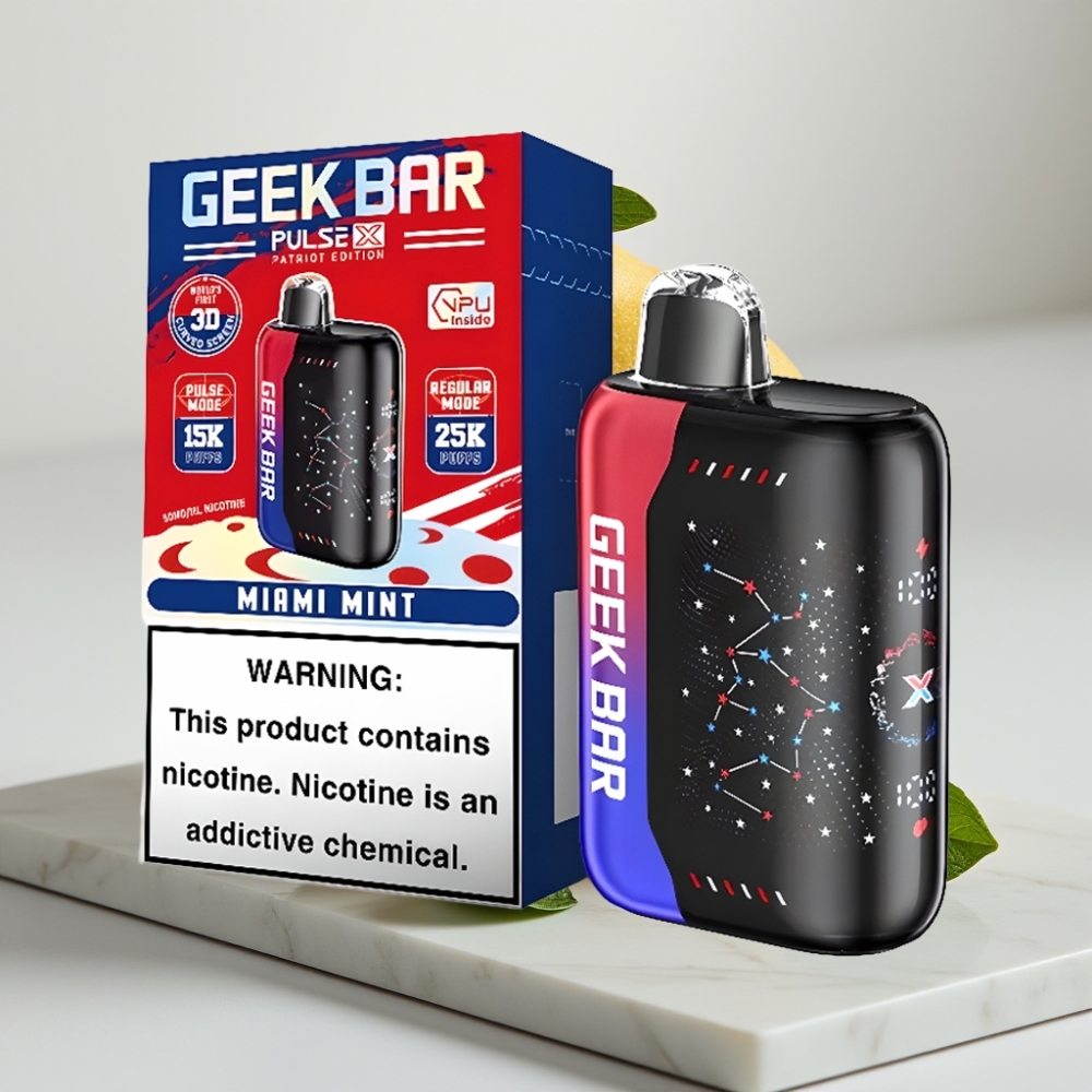 Geek Bar Pulse X 25000 Puffs Edição Patriota: 25000 Puffs, 18mL, 0-5% Nicotina, USB-C