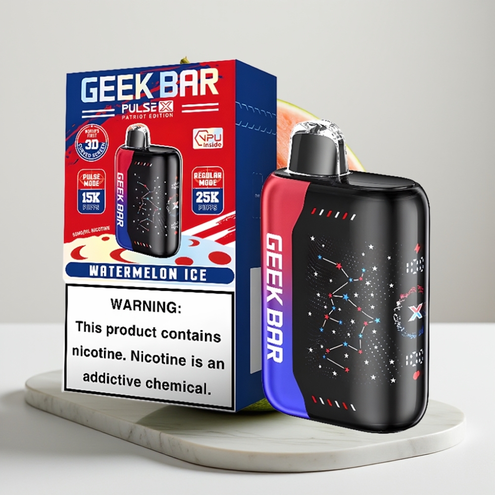 Geek Bar Pulse X 25000 Puffs Edição Patriota: 25000 Puffs, 18mL, 0-5% Nicotina, USB-C