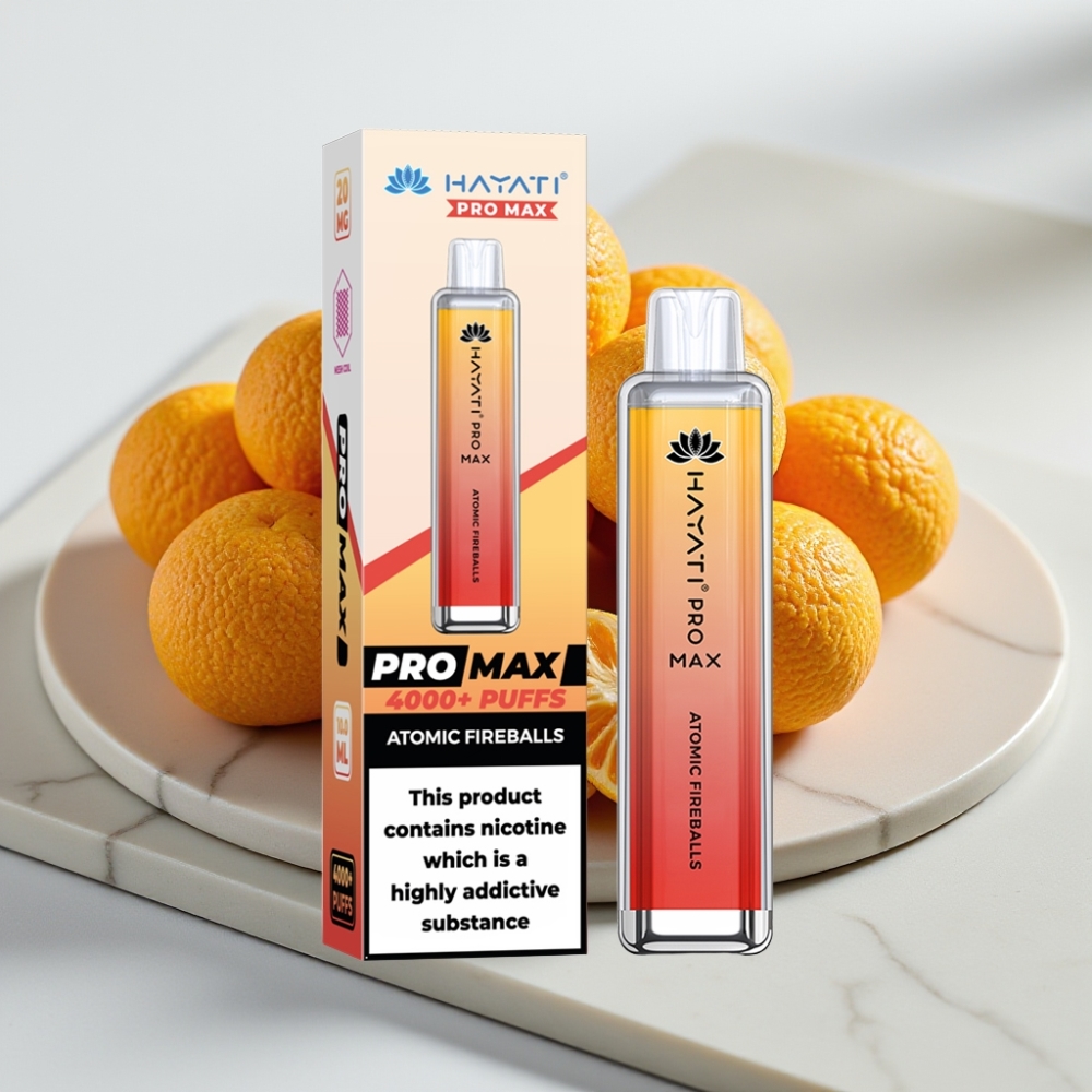 Hayati Pro Max 4000 Puffs Disposable Vape Balas de Fogo Atômicas - 4000 puffs, 1400mAh, Recarregável