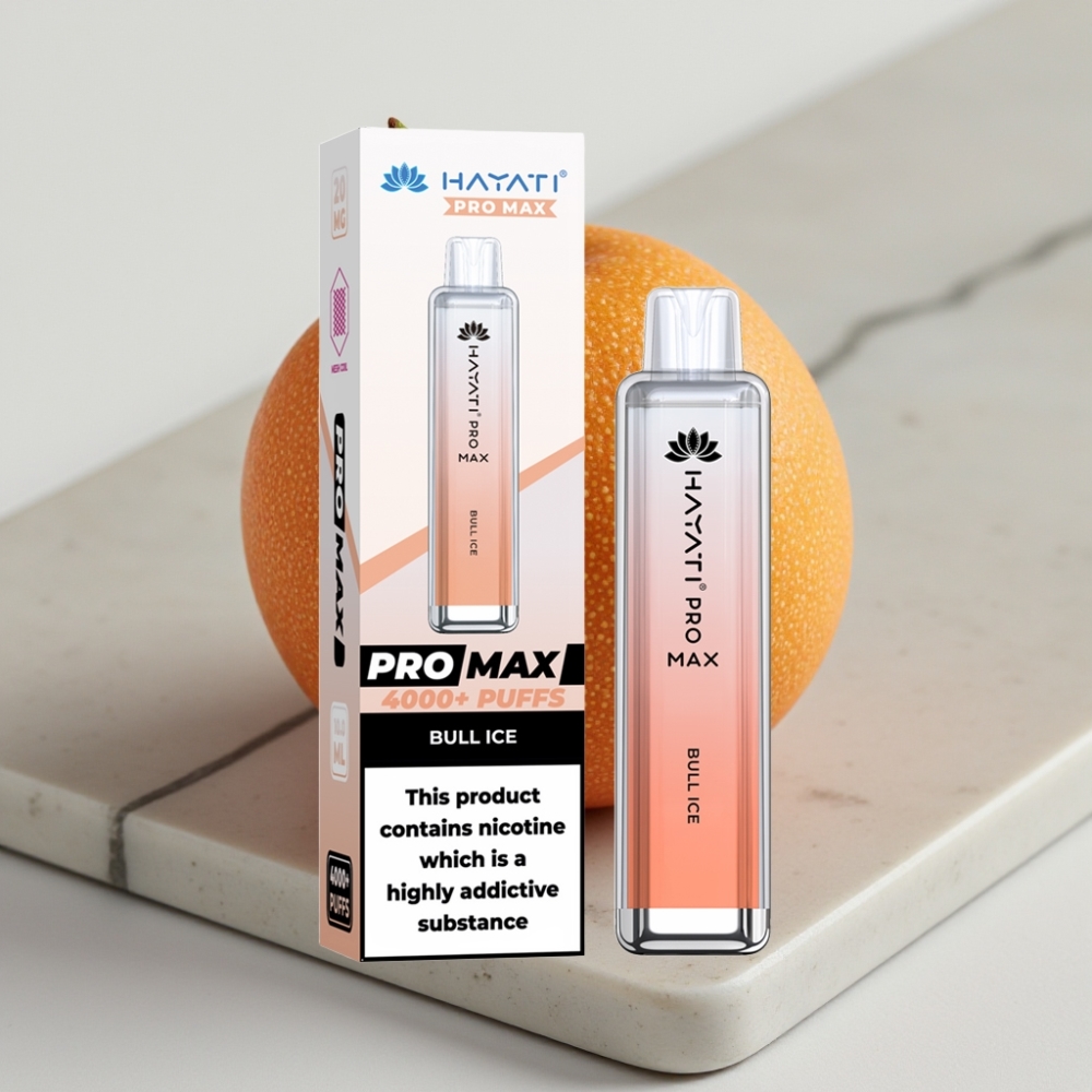 Hayati Pro Max 4000 Puffs Disposable Vape Bull Gelo – 2%, 5% Nicotina, 1400mAh, Recarregável