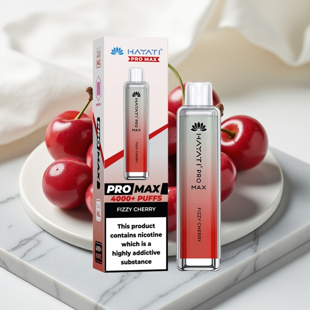 Hayati Pro Max 4000 Puffs Disposable Vape Cereja Frisante - 2ml/10ml, 1400mAh, Recarregável