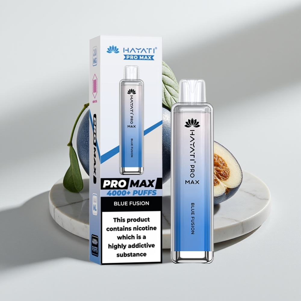 Hayati Pro Max 4000 Puffs Disposable Vape - Fusão Azul, 2%/5% Nicotina, 1400mAh, Recarregável