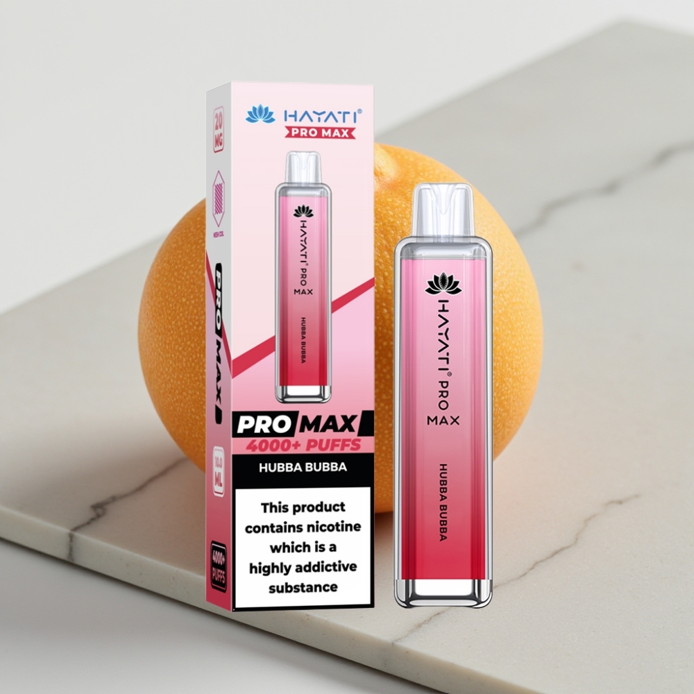 Hayati Pro Max 4000 Puffs Disposable Vape Hubba Bubba – 2%/5% Nicotina, 1400mAh, Recarregável