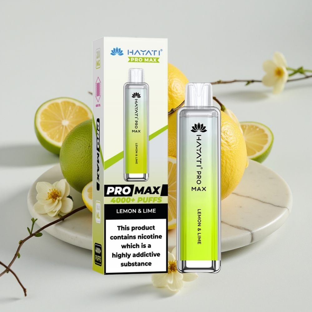 Hayati Pro Max 4000 Puffs Disposable Vape Limão & Lima, 1400mAh, Dual Coil 1.1 Ohm, Recarregável