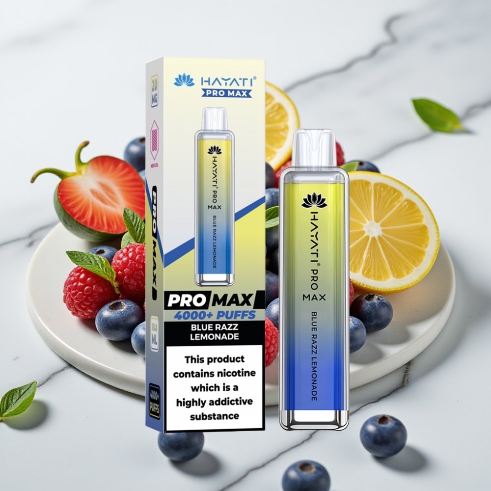 Hayati Pro Max 4000 Puffs Disposable Vape Limonada Blue Razz – 5% Nic, 1400mAh, Recarregável