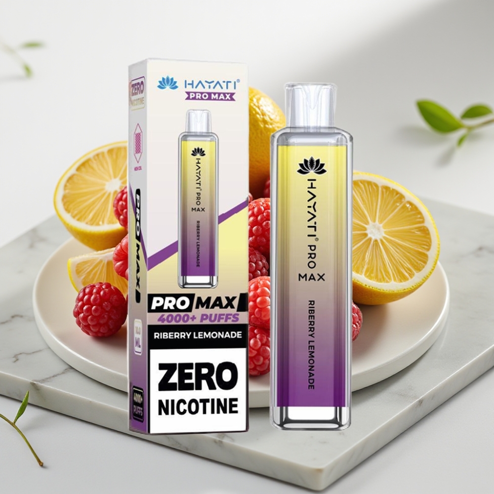 Hayati Pro Max 4000 Puffs Disposable Vape Limonada de Groselha, 5% Nic, 1400mAh, Recarregável