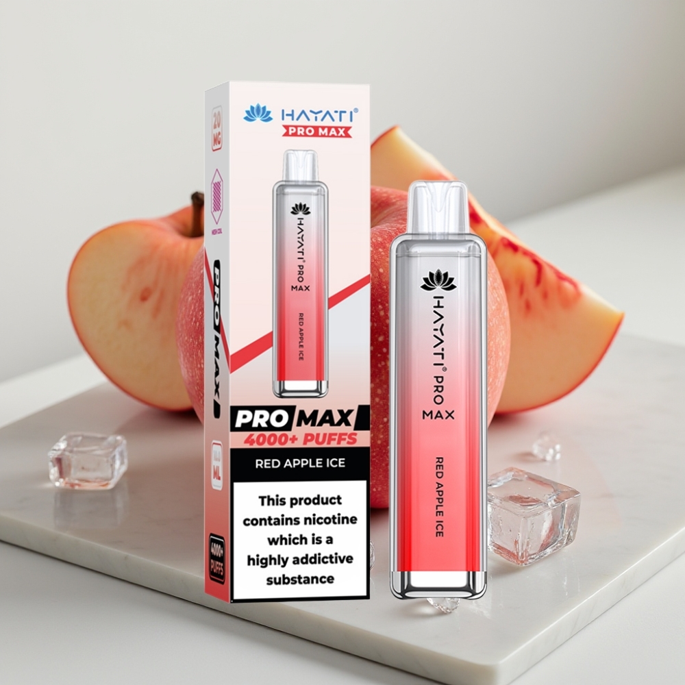 Hayati Pro Max 4000 Puffs Disposable Vape Maçã Vermelha Gelo - 4000 Puffs, 1400mAh, Recarregável