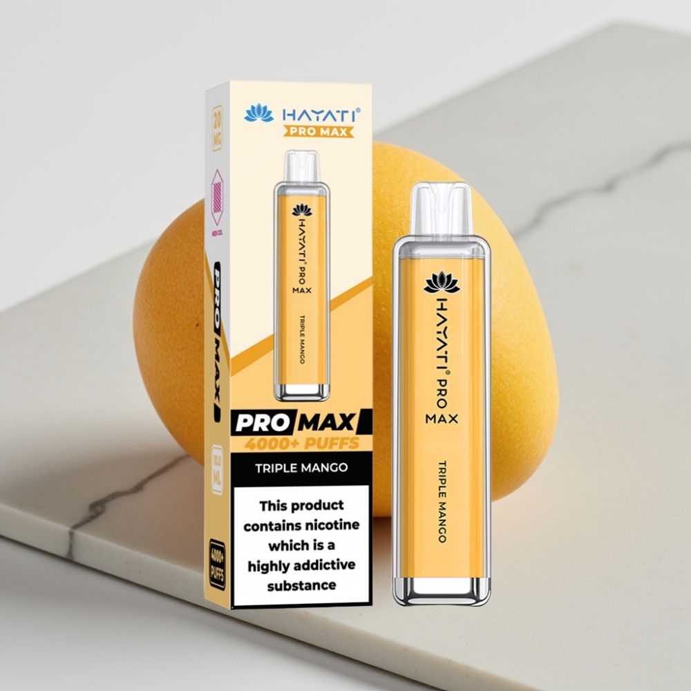 Hayati Pro Max 4000 Puffs Disposable Vape Manga Tripla – 1400mAh, 2ml/10ml, 5% Nic
