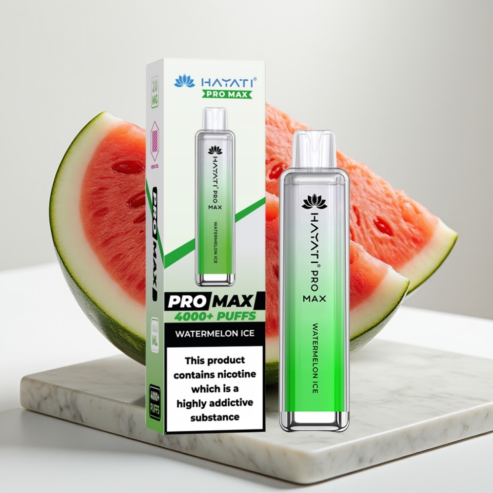 Hayati Pro Max 4000 Puffs Disposable Vape Melancia Gelada – 2%/5% Nicotina, 1400mAh, Recarregável