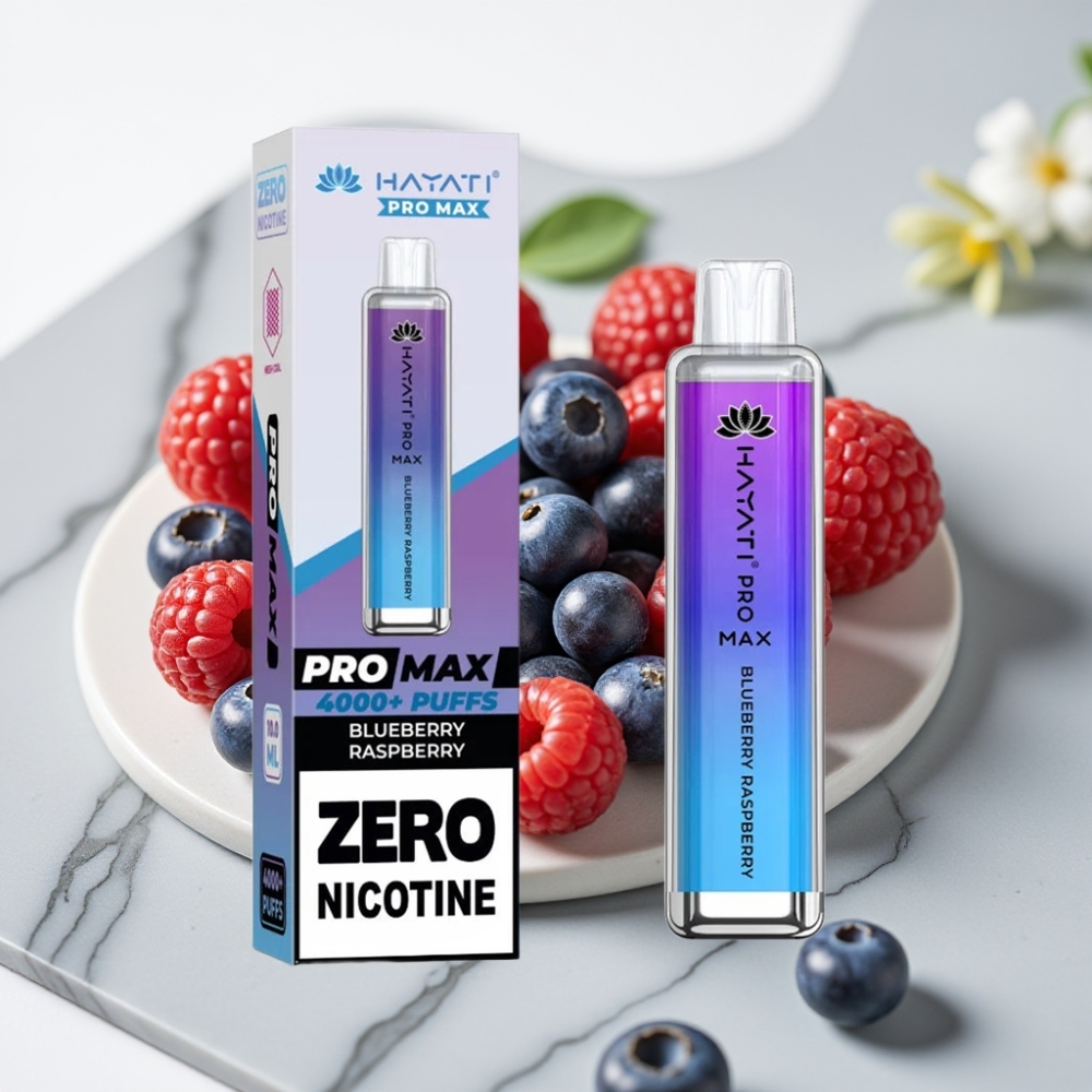 Hayati Pro Max 4000 Puffs Disposable Vape Mirtilo Framboesa - 1400mAh, Recarregável, 2ml/10ml