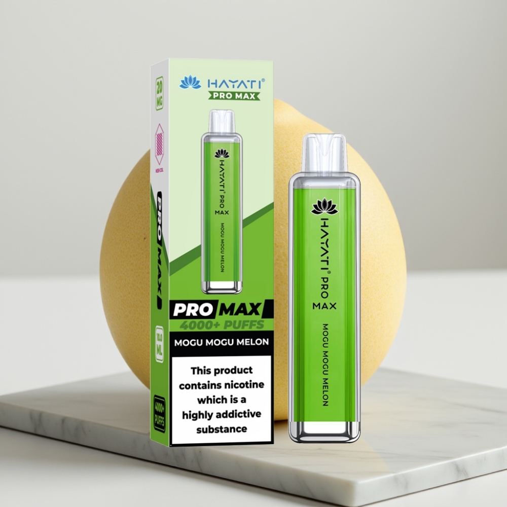 Hayati Pro Max 4000 Puffs Disposable Vape Mogu Mogu Melão | 1400mAh, Recarregável, 2ml