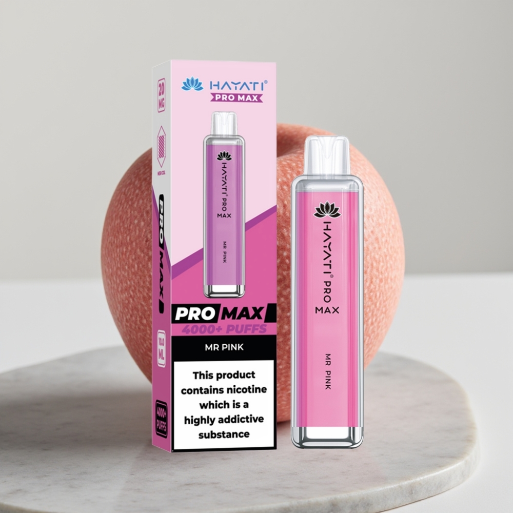 Hayati Pro Max 4000 Puffs Disposable Vape Mr Pink (Rosa) – 2%/5% Nicotina, 1400mAh, Recarregável