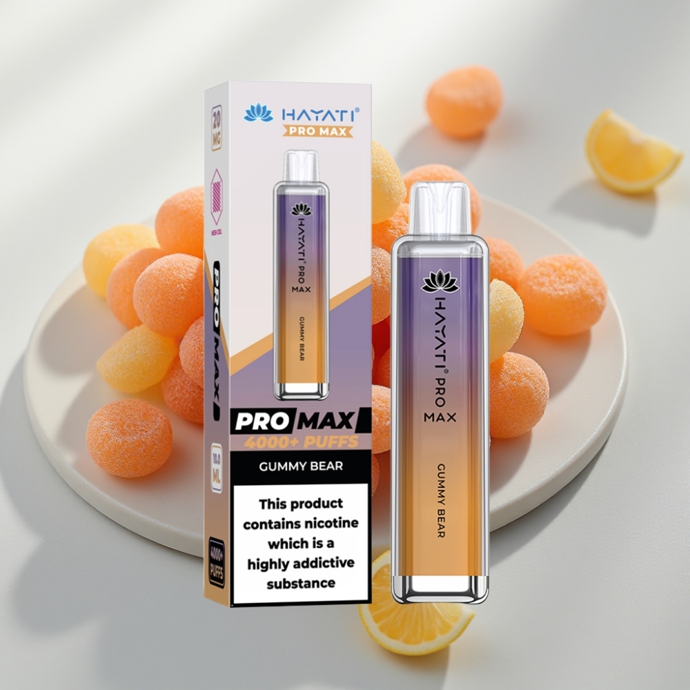 Hayati Pro Max 4000 Puffs Disposable Vape Ursinho de Goma, 5% Nic, 1400mAh, Recarregável