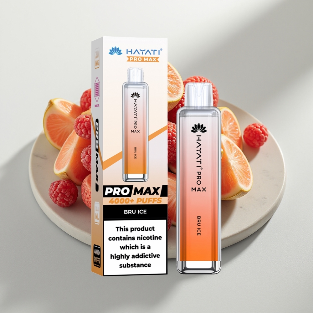 Hayati Pro Max 4000 Puffs Rechargeável Sabor Bru Ice, 2%/5% Nicotina, 1400mAh, Recarregável