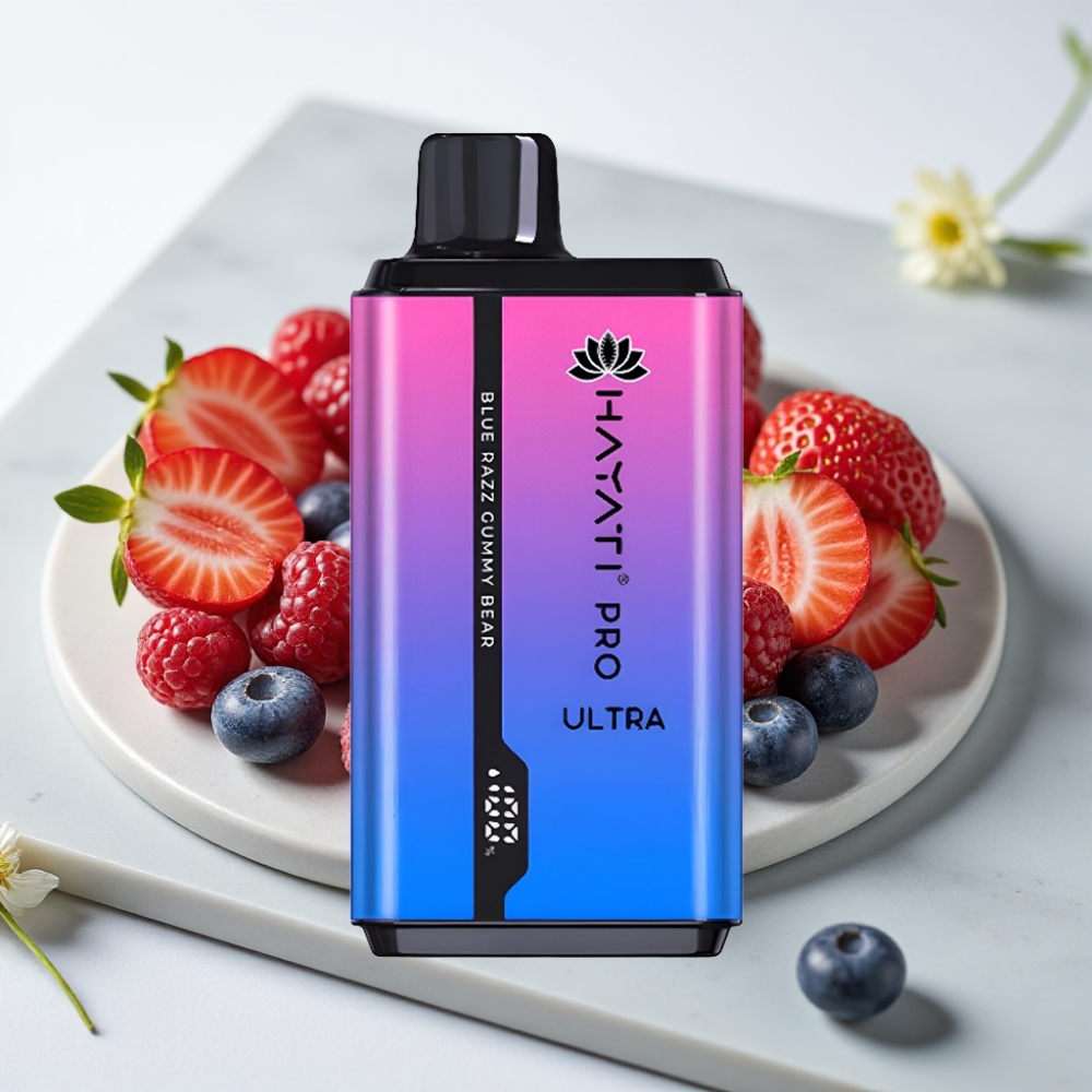 Hayati Pro Ultra 15000 Puffs - 850mAh, 2×12ml, 2% - Goma de Urso Blue Razz