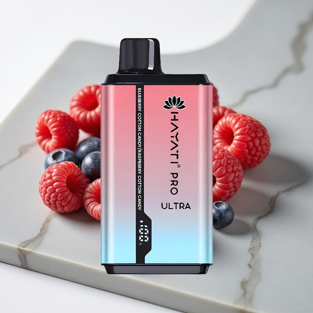 Hayati Pro Ultra 15000 Puffs - Blueberry Algodão Doce Framboese Algodão Doce, 15000+ Puffs, 2×12ml, 2% Nic