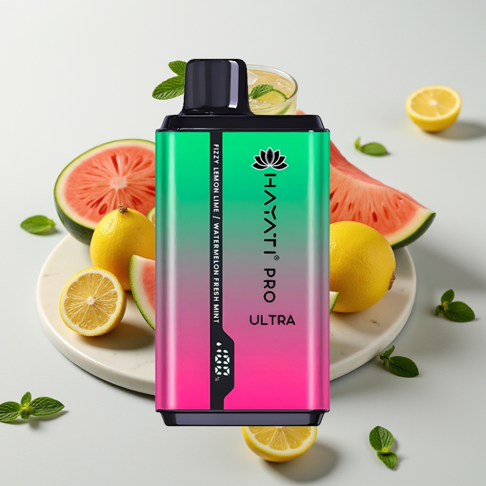 Hayati Pro Ultra 15000 Puffs - Limão & Lima Fizzy, Melancia, Menta Fresca - 15000+ Puffs, 850mAh, 2×12ml