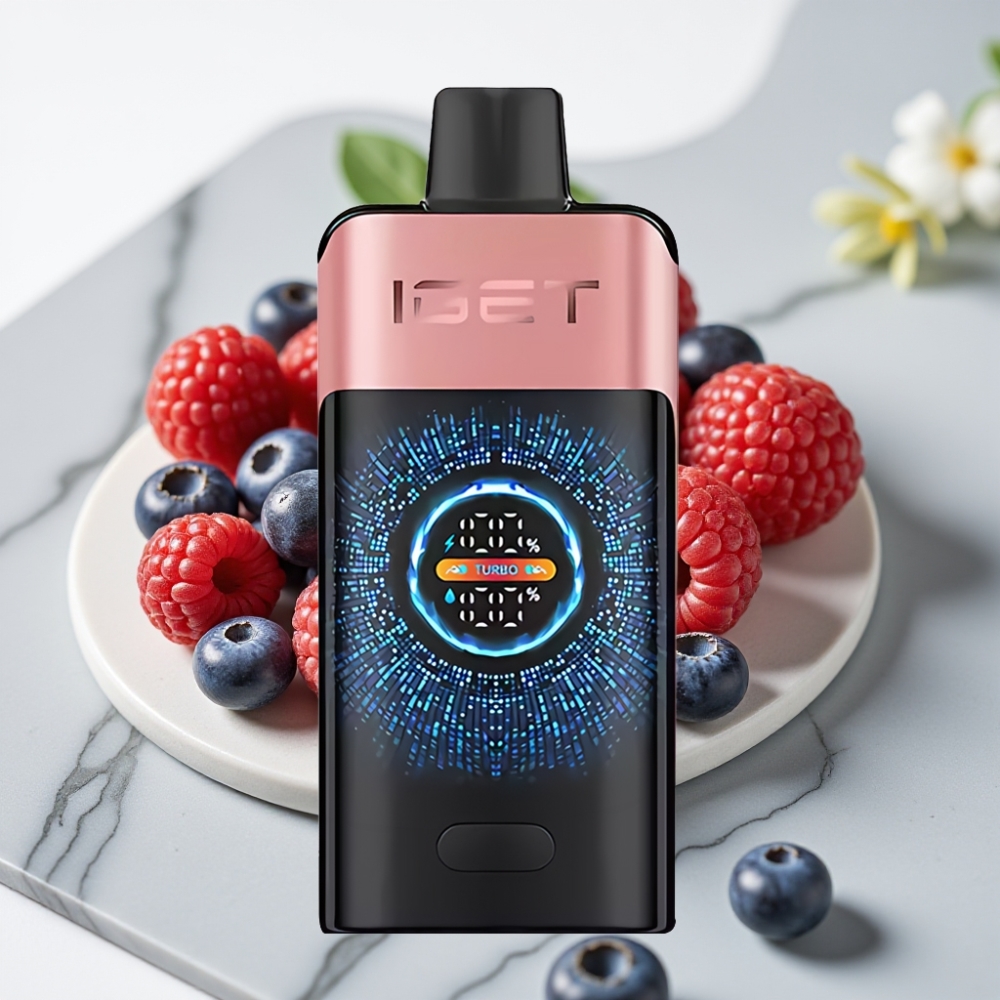 IGET ONE 12000 Puffs Descartável Blueberry Raspberry, 2700mAh, Tela Colorida
