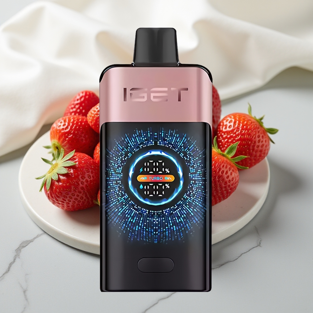 IGET ONE 12000 Puffs Descartável - Chupa Chups Morango, 2700 mAh, Tela Colorida Curva