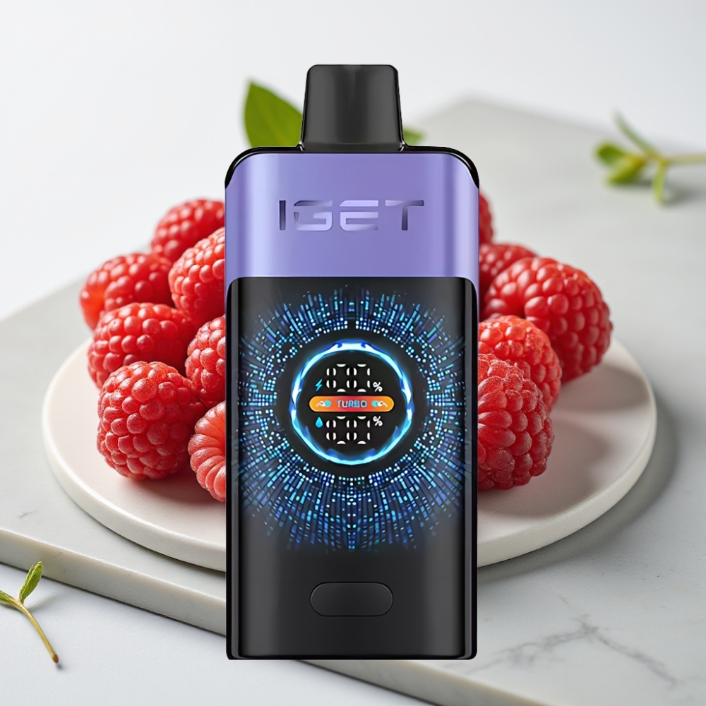 IGET ONE 12000 Puffs Disposable Vape Framboesa Uva Gelo, 2700mAh, Tela Colorida