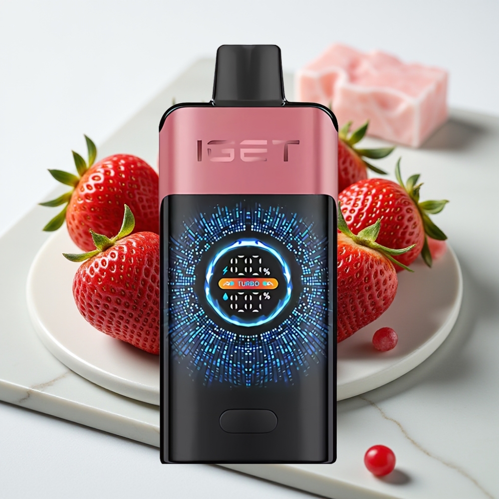 IGET ONE 12000 Puffs Vape Descartável Morango Romã Gelo - 2700mAh, 0.6ohm, Tela Colorida