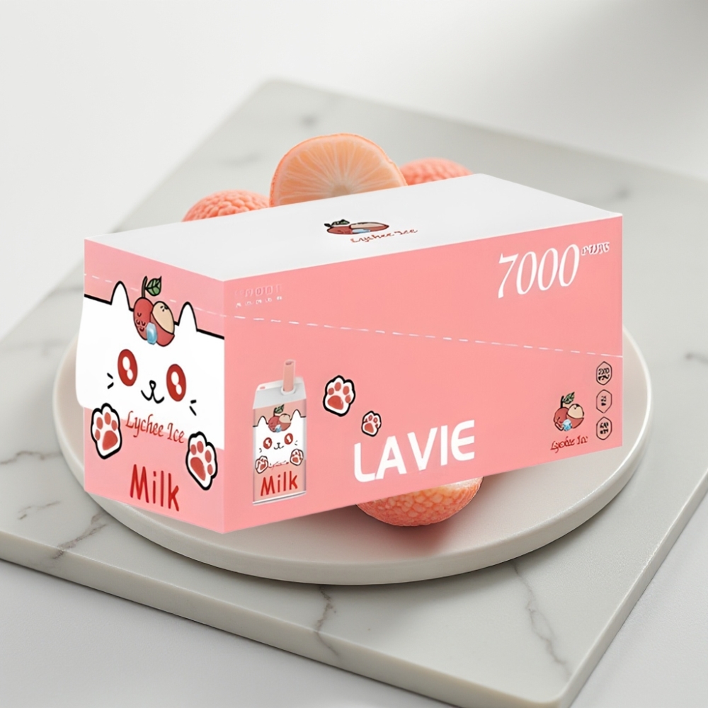 LAVIE Milk 7000 Puffs - Leite com Lichia Ice - 16ML, 600mAh, Tipo-C