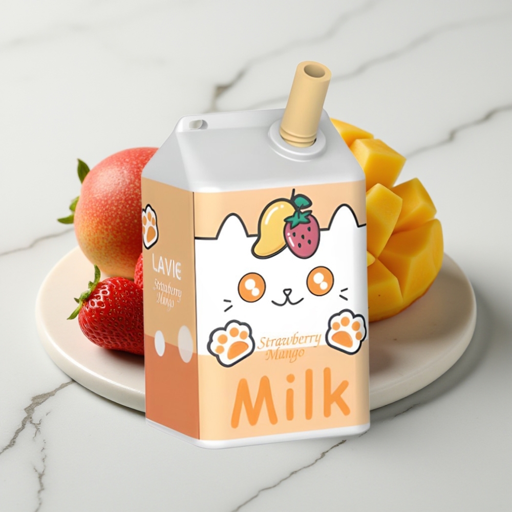 LAVIE Milk 7000 Puffs - Morango Manga, 16ML, 600mAh, Tipo C, 0%/2%/5% Nicotina
