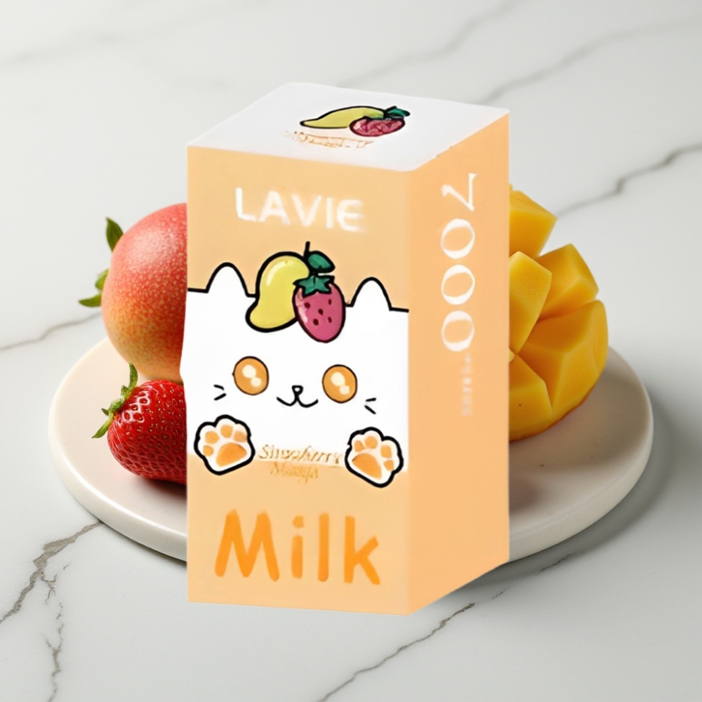 LAVIE Milk 7000 Puffs - Morango Manga, 16ML, 600mAh, Tipo C, 0%/2%/5% Nicotina