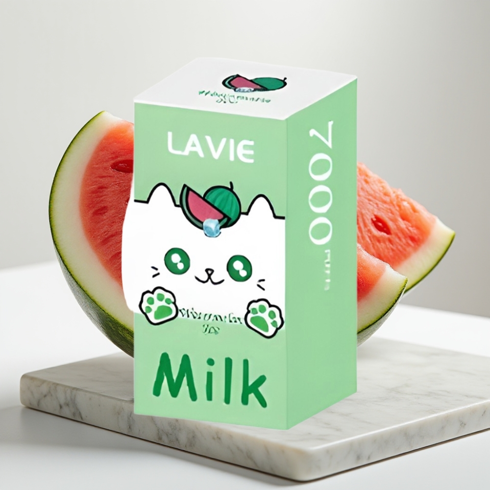 LAVIE Milk 7000 Puffs - Sabor Melancia Ice, 16ML, 600mAh, Tipo C