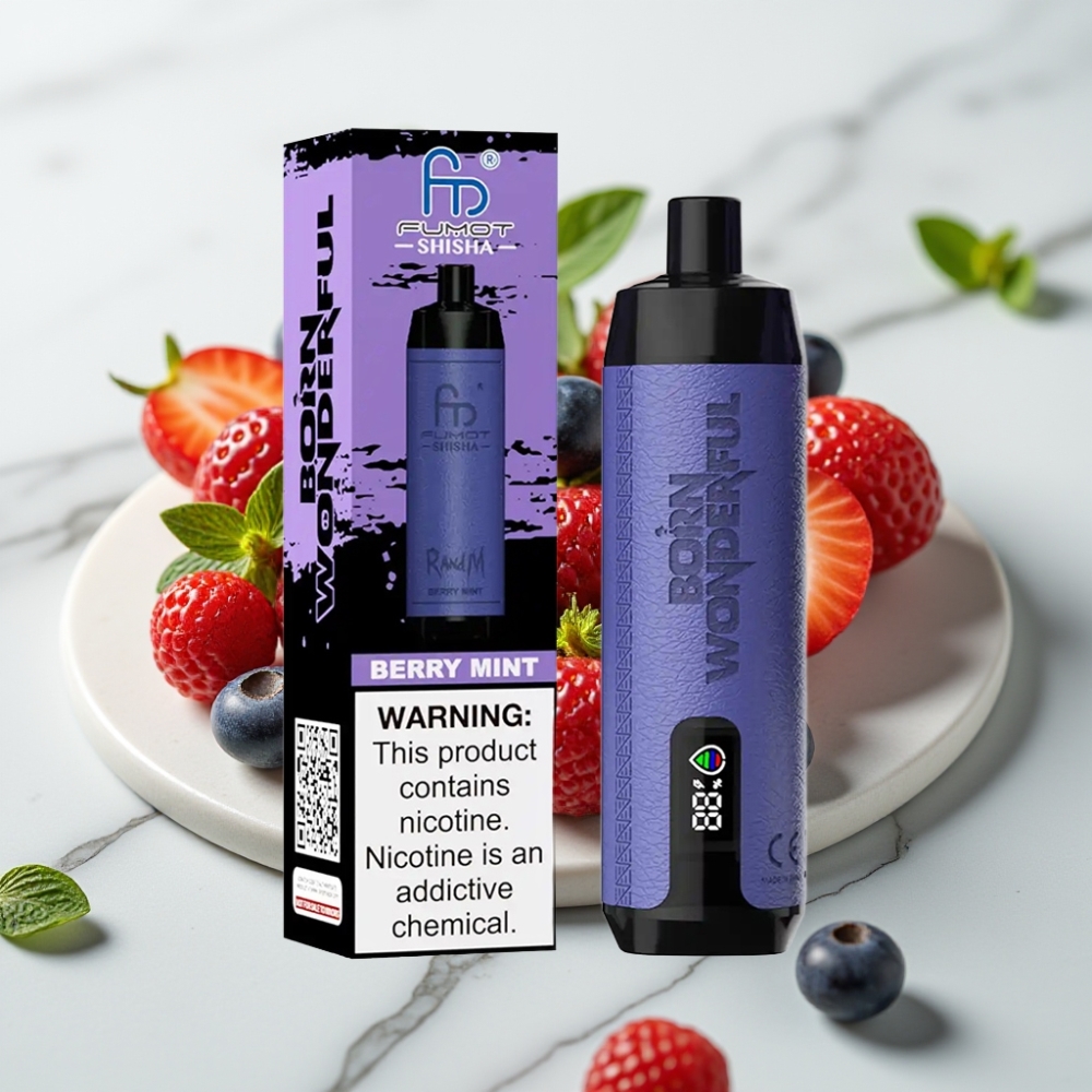 RandM Fumot Shisha 10000 Puffs Descartável - Menta com Frutas Vermelhas, 18ml, 0.5% Nicotina