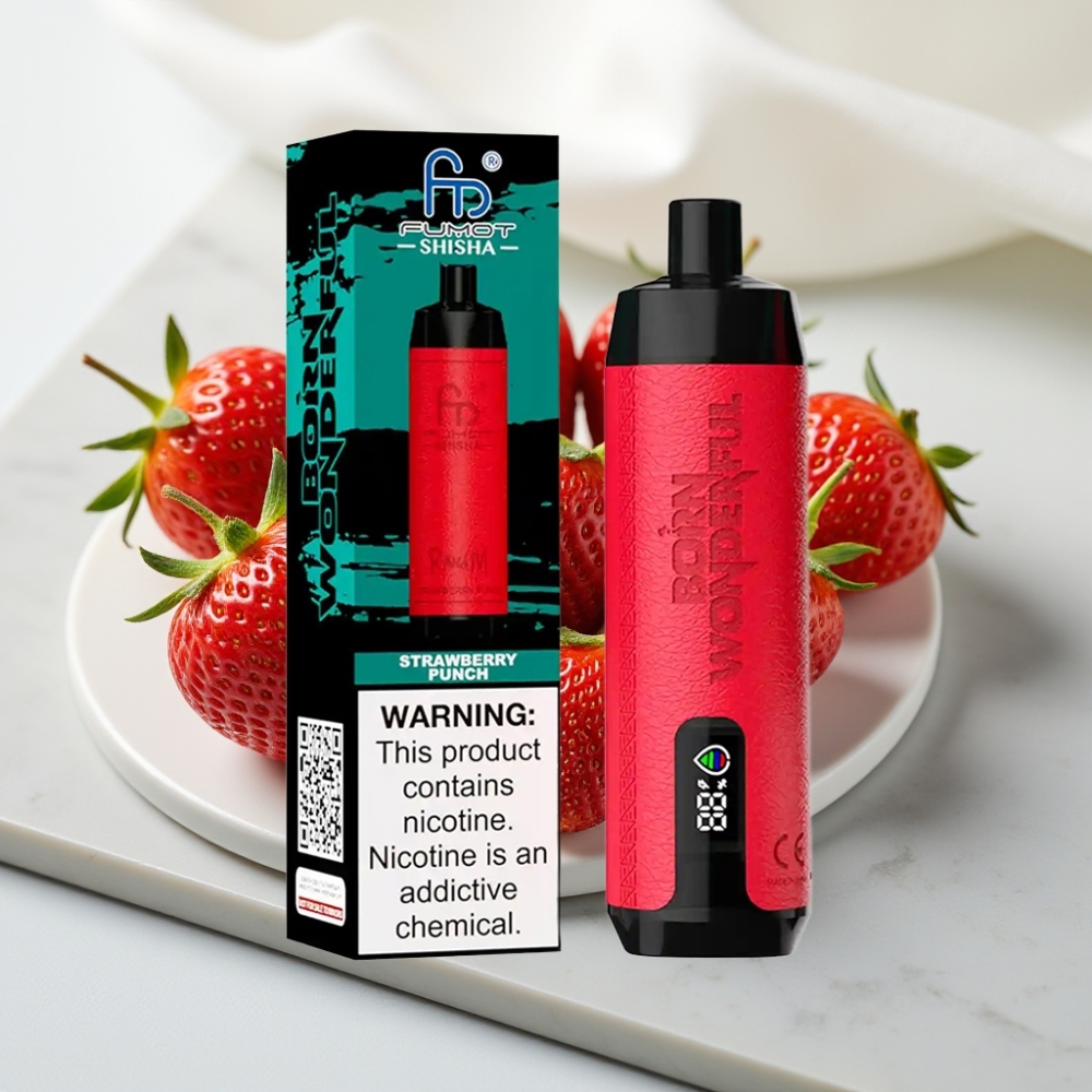 RandM Fumot Shisha 10000 Puffs Sabor Morango Punch - 18ml, 0.5% Nic, Tipo-C