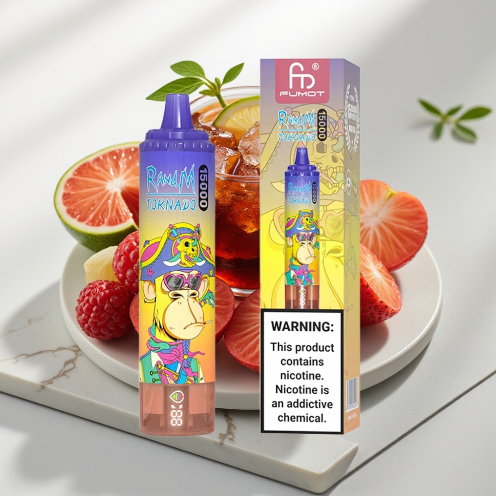 Fumot RandM Tornado 15000 Puffs - 25ml, 850mAh, Tipo-C, Tela LCD, Sabor Cola Ice