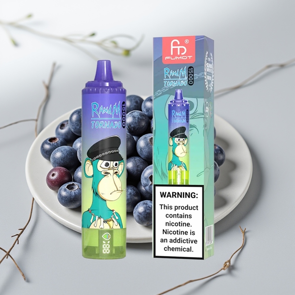 Fumot RandM Tornado 15000 Puffs - Chiclete de Blueberry, 25ml, 5%, USB-C