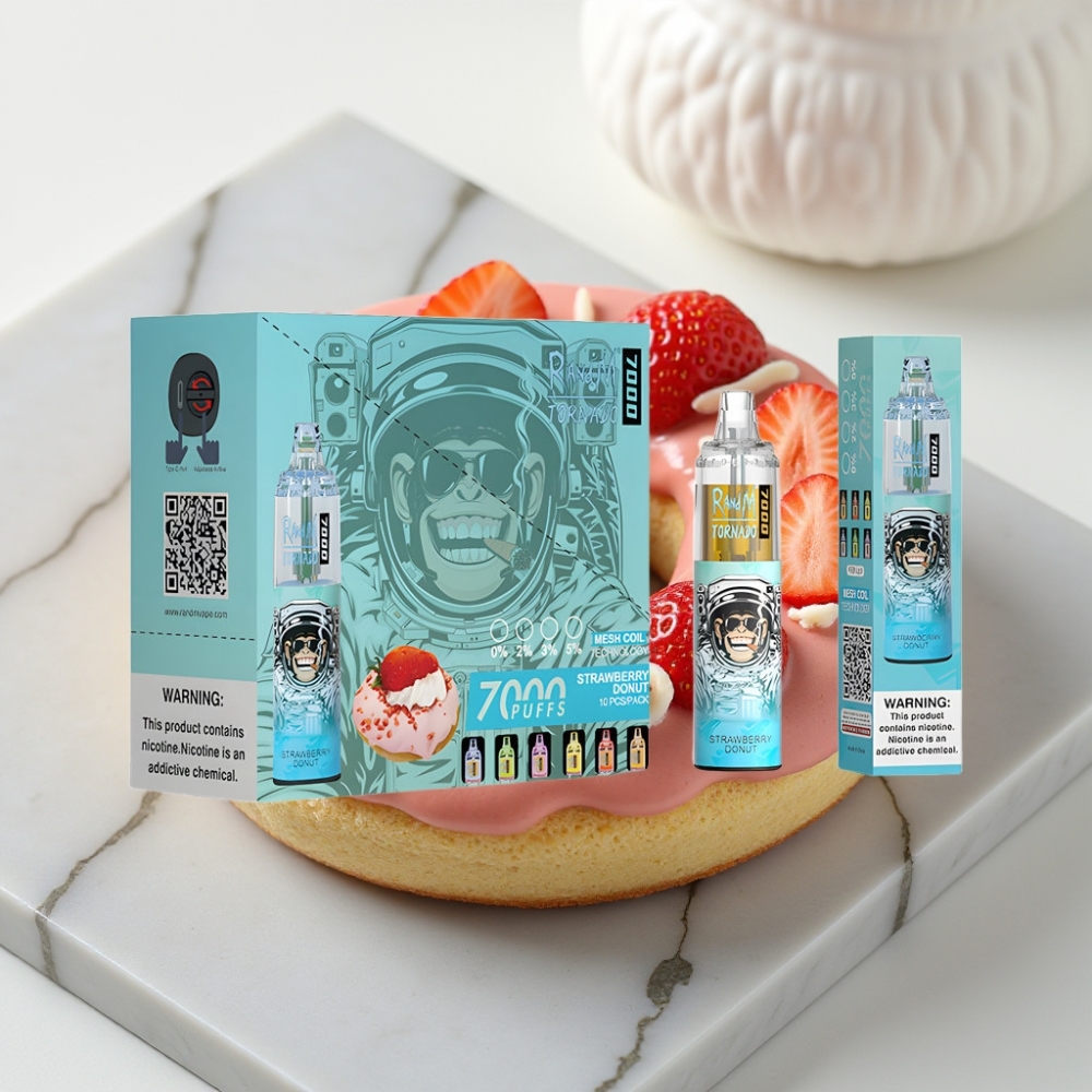 Fumot Tornado 7000 Disposable Vape Donut de Morango - 7000 Puffs, 14ML, Tipo-C