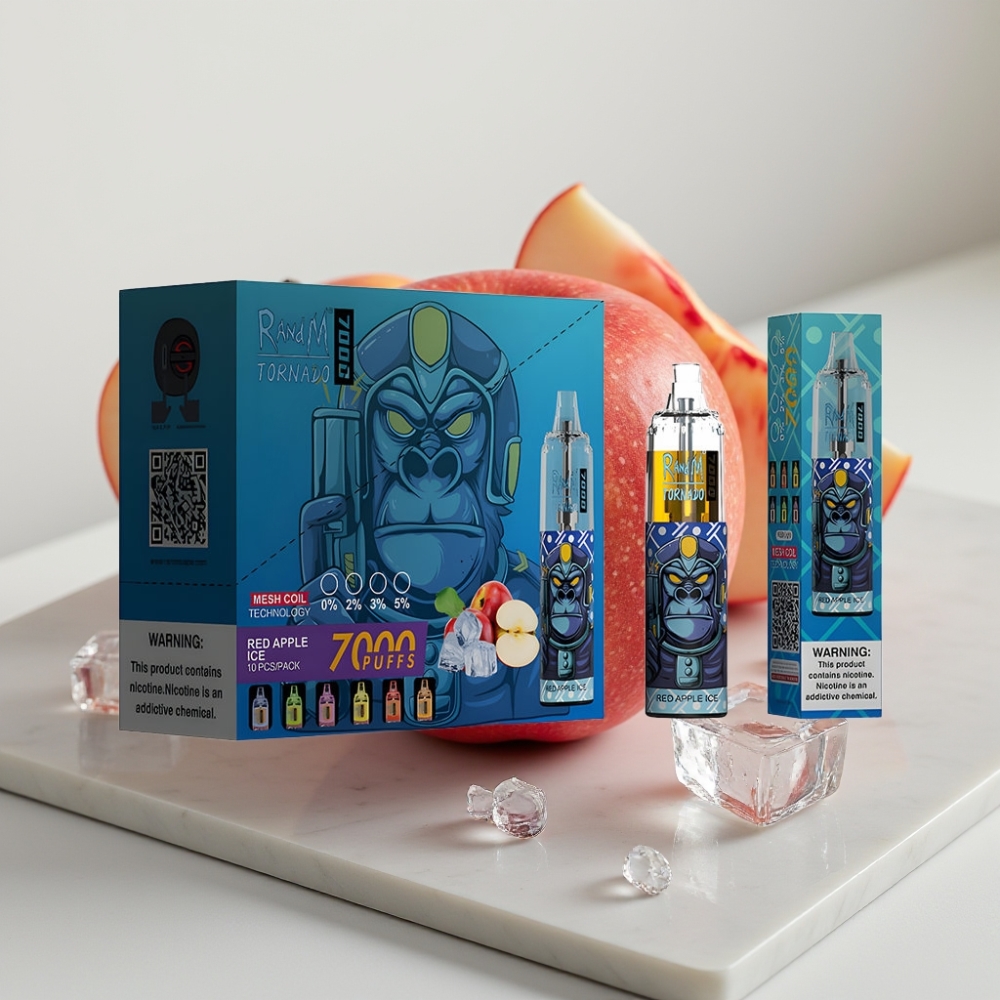 Fumot Tornado 7000 Disposable Vape Maçã Vermelha Gelo - 7000 Puffs, 14ML, Tipo-C