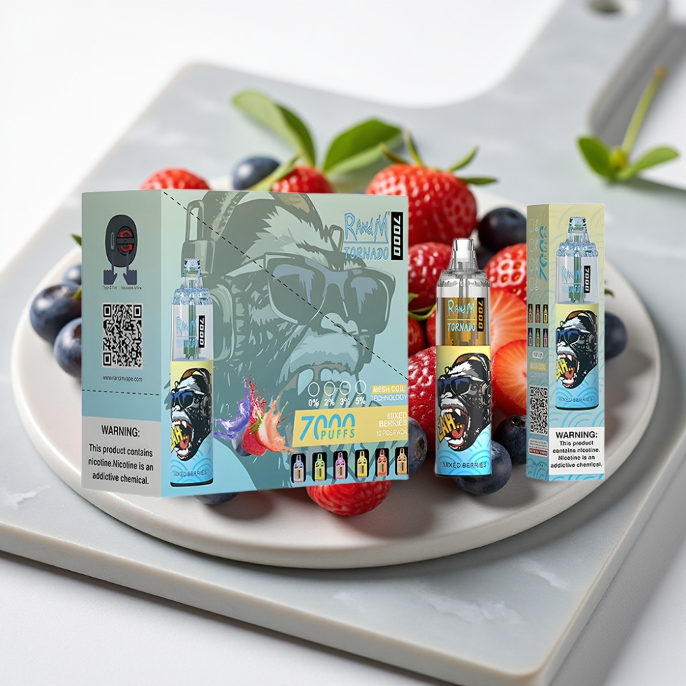 Fumot Tornado 7000 Puffs Disposable Vape Frutas Vermelhas - 14ML, 850MAH, Tipo-C