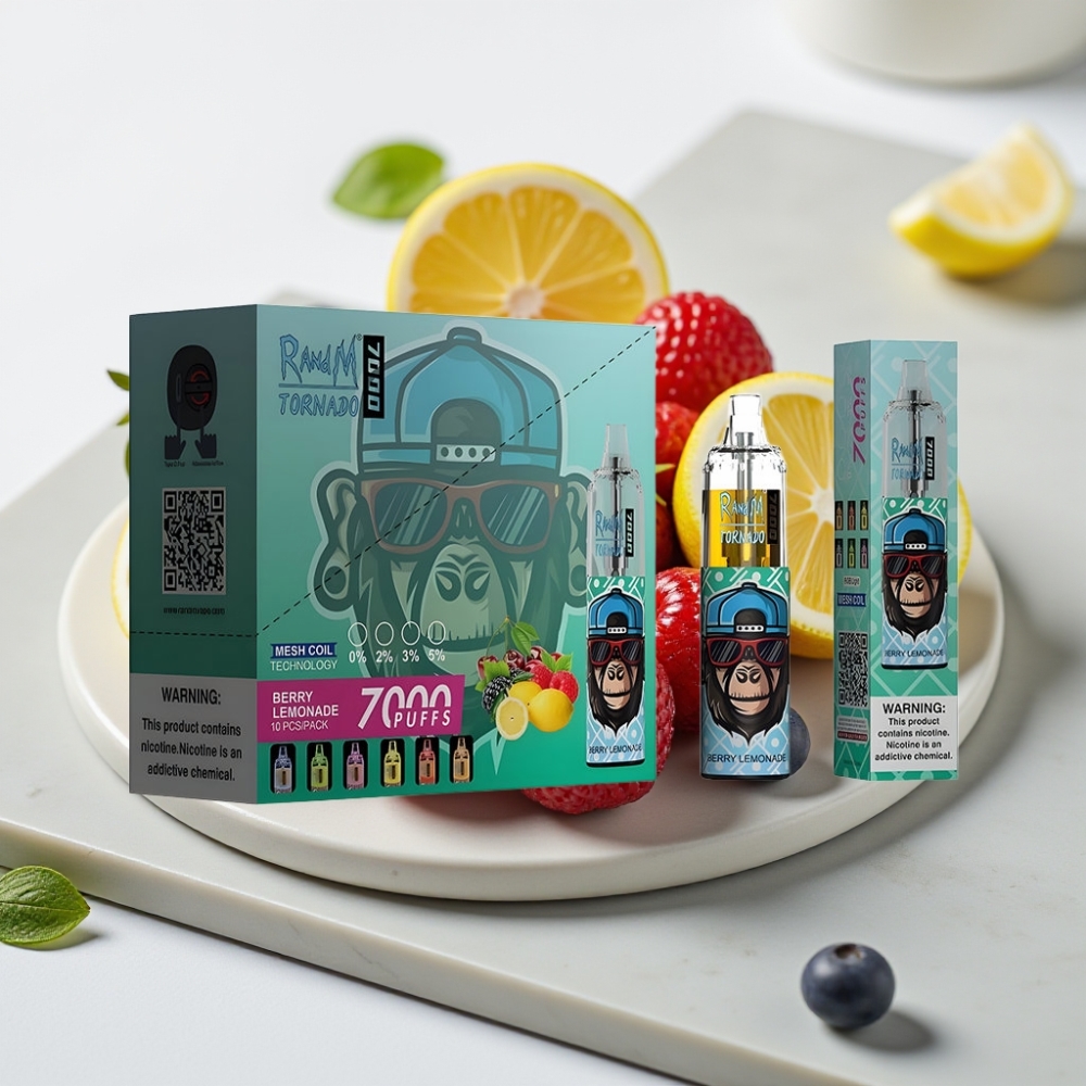 Fumot Tornado 7000 Puffs Disposable Vape Limonada de Frutas Vermelhas 14ML 850MAH Tipo-C