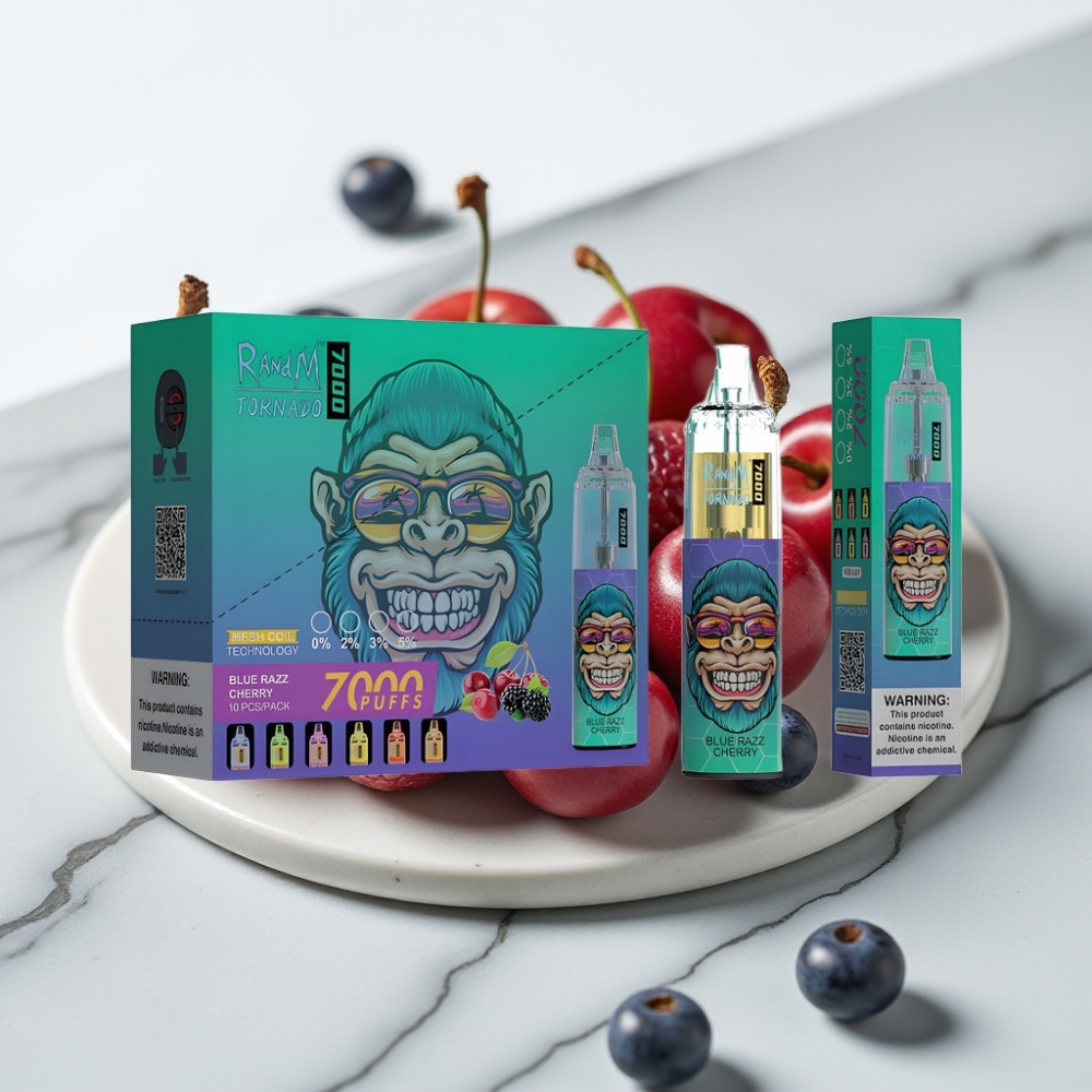Fumot Tornado 7000 Vape Descartável Blue Razz Cereja - 7000 Puffs, 14ML, Tipo-C