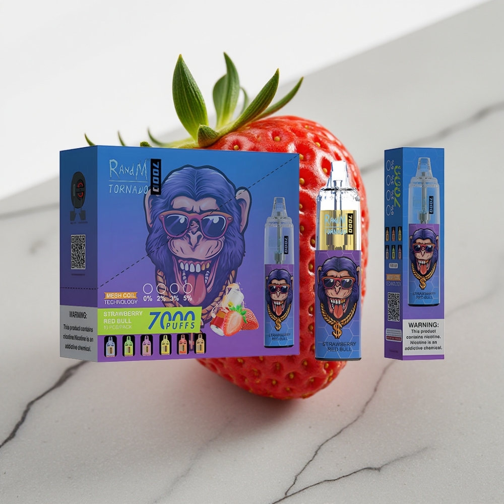 Fumot Tornado 7000 Vaporizador Descartável Morango Red Bull 7000 Puffs 14ML Tipo-C