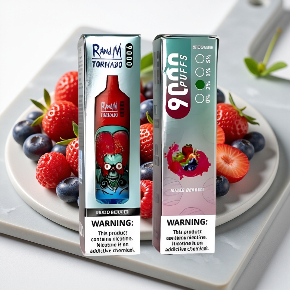 RandM Tornado 9000 Puffs - 18mL, 850mAh, Misto de Frutas Vermelhas, RGB
