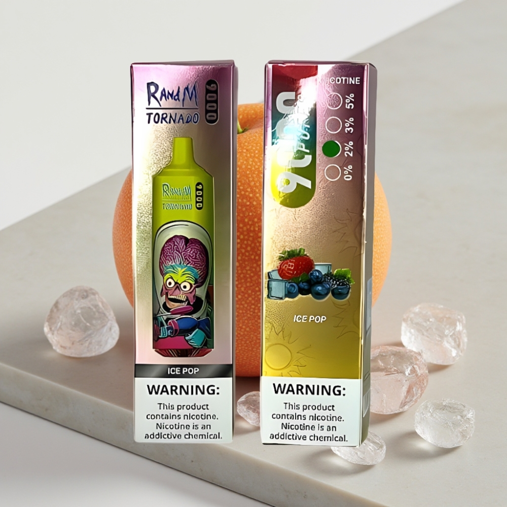 RandM Tornado 9000 Puffs - 18mL, Gelo Pop, Tela RGB, Bobina Mesh