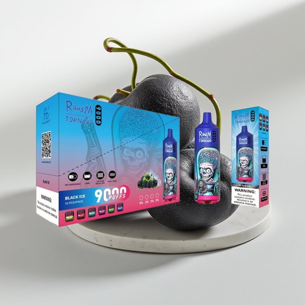 RandM Tornado 9000 Puffs - 850mAh, 18mL, Gelo Preto