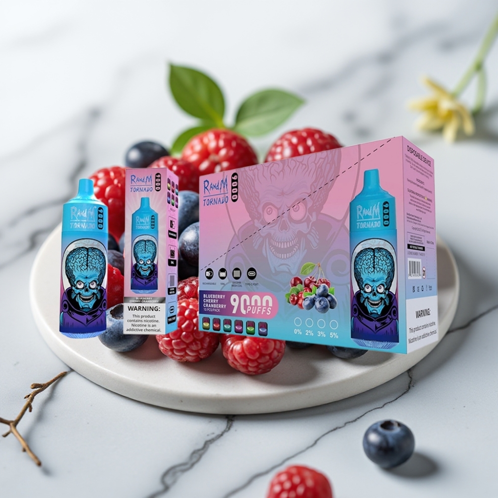 RandM Tornado 9000 Puffs Disposable Vape Mirtilo Cereja Cranberry - 850mAh, 18mL, Mesh Coil