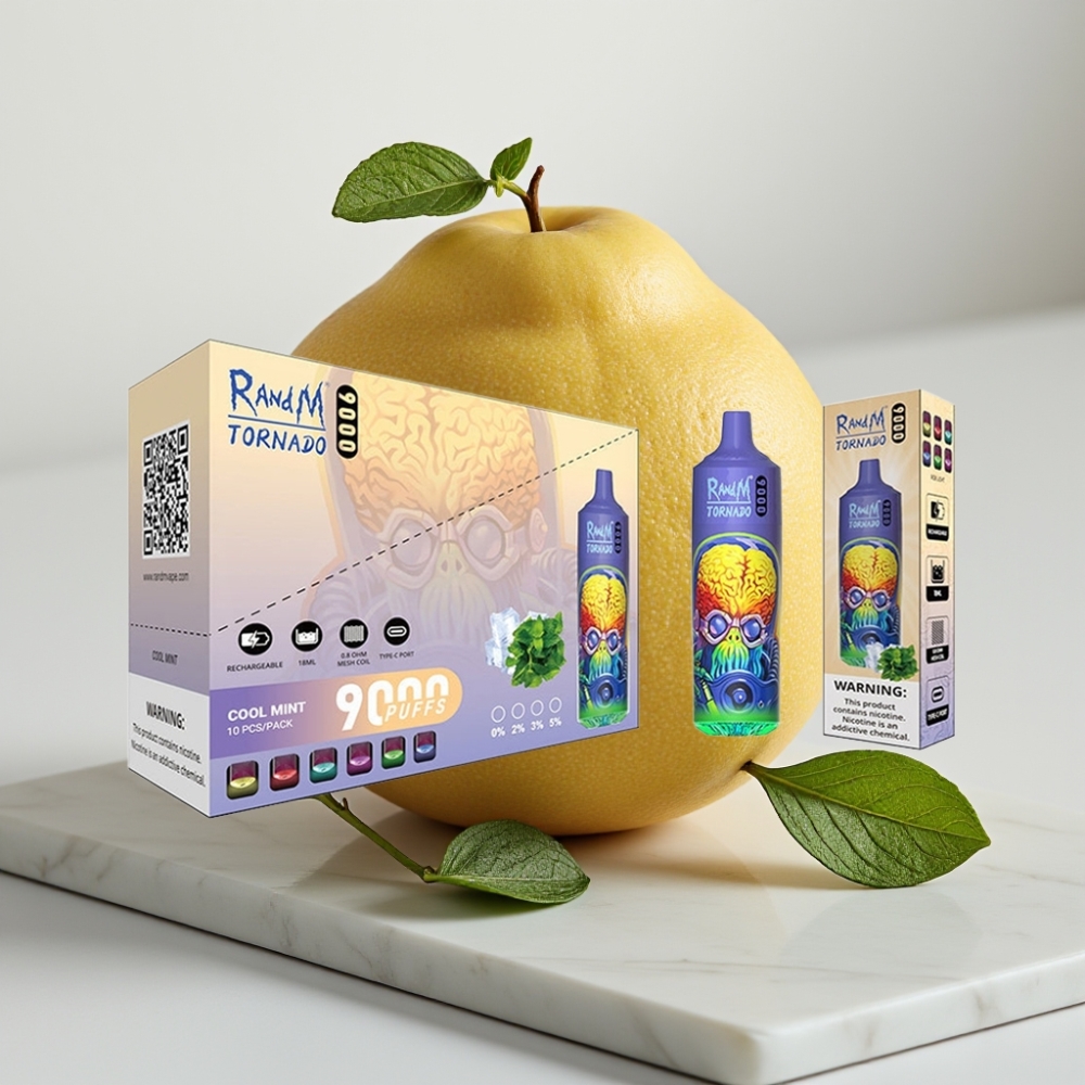 RandM Tornado 9000 Puffs - Menta Refrescante, 850mAh, 18mL, Display RGB