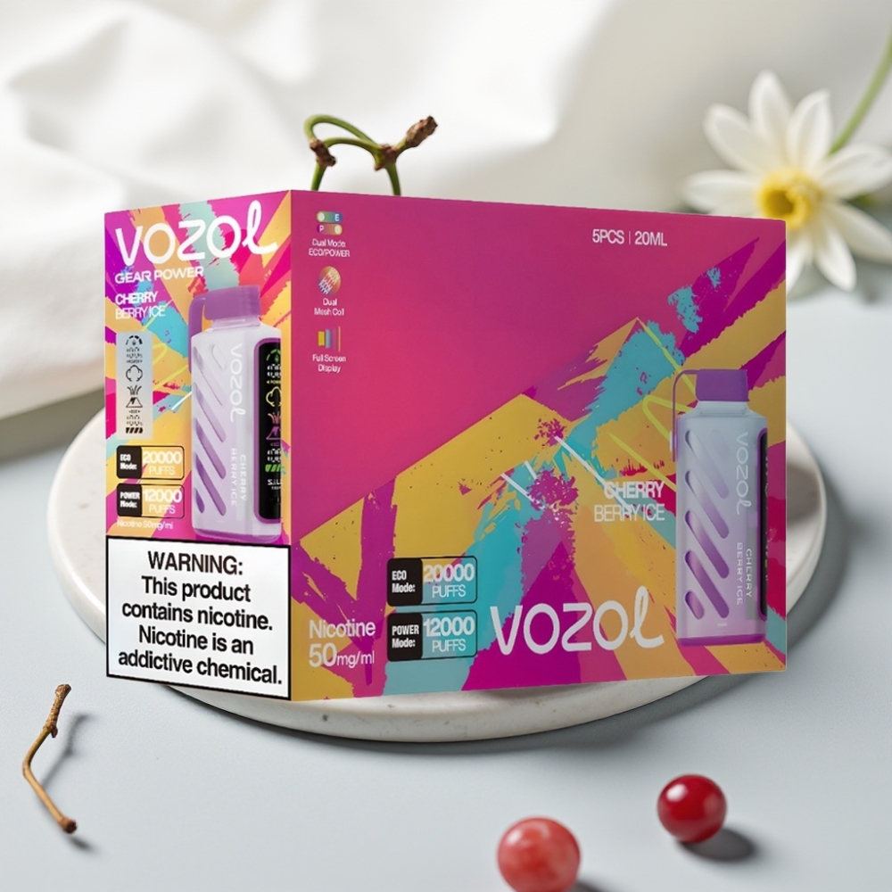 VOZOL Gear Power 20000 Puffs Cereja Berry Gelo, 20mL, 5%, Tela Cheia